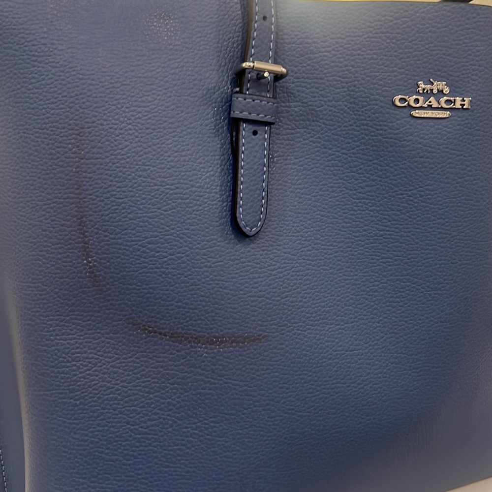 Coach Mollie Blue Tote leather Bag. Silver hardware Retail $378 style 1671 - Picture 7 of 16
